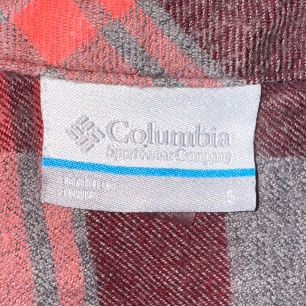 Columbia Pink Gray Plaid Flannel Shirt Womens Small Cotton Western Ranch - Picture 4 of 7